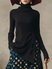 Imogen Fairweather | Turtleneck Knit Top & Polka Dot Skirt Set For Women