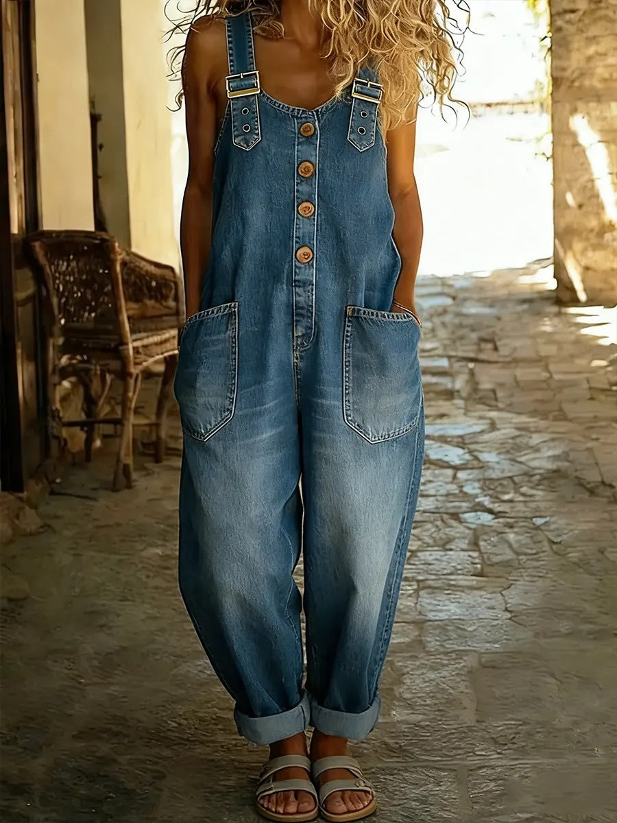 Eleonora Northwell | Light Blue Baggy Denim Overalls For Women