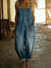 Eleonora Northwell | Light Blue Baggy Denim Overalls For Women