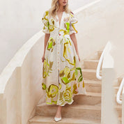 Matilda Young | Floral Summer Dress With V-Neck For Women