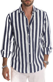 Remo Fenbridge | Striped Stretch Long Sleeve Shirt For Men