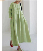 Silvana Windfield | Pleated Linen-Look Pocket Maxi Dress For Women