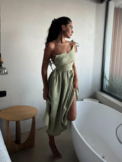 Mia Williams | Cotton V-Neck Midi Dress For Women
