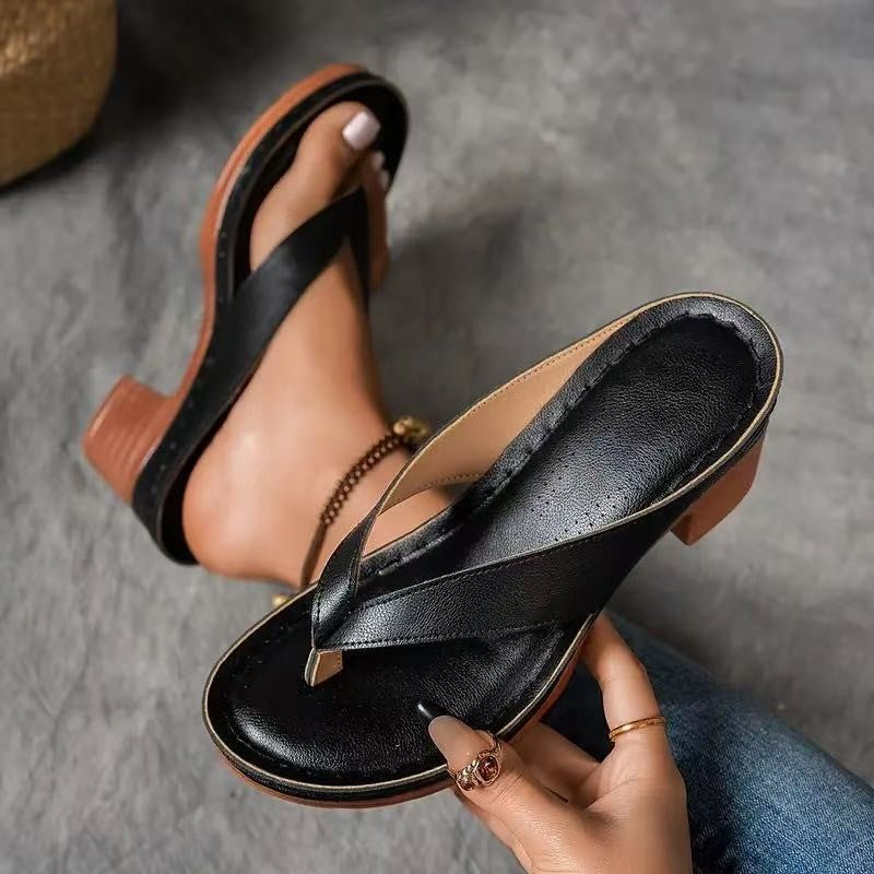 Erica Presham | Block Heel Thong Sandals For Women