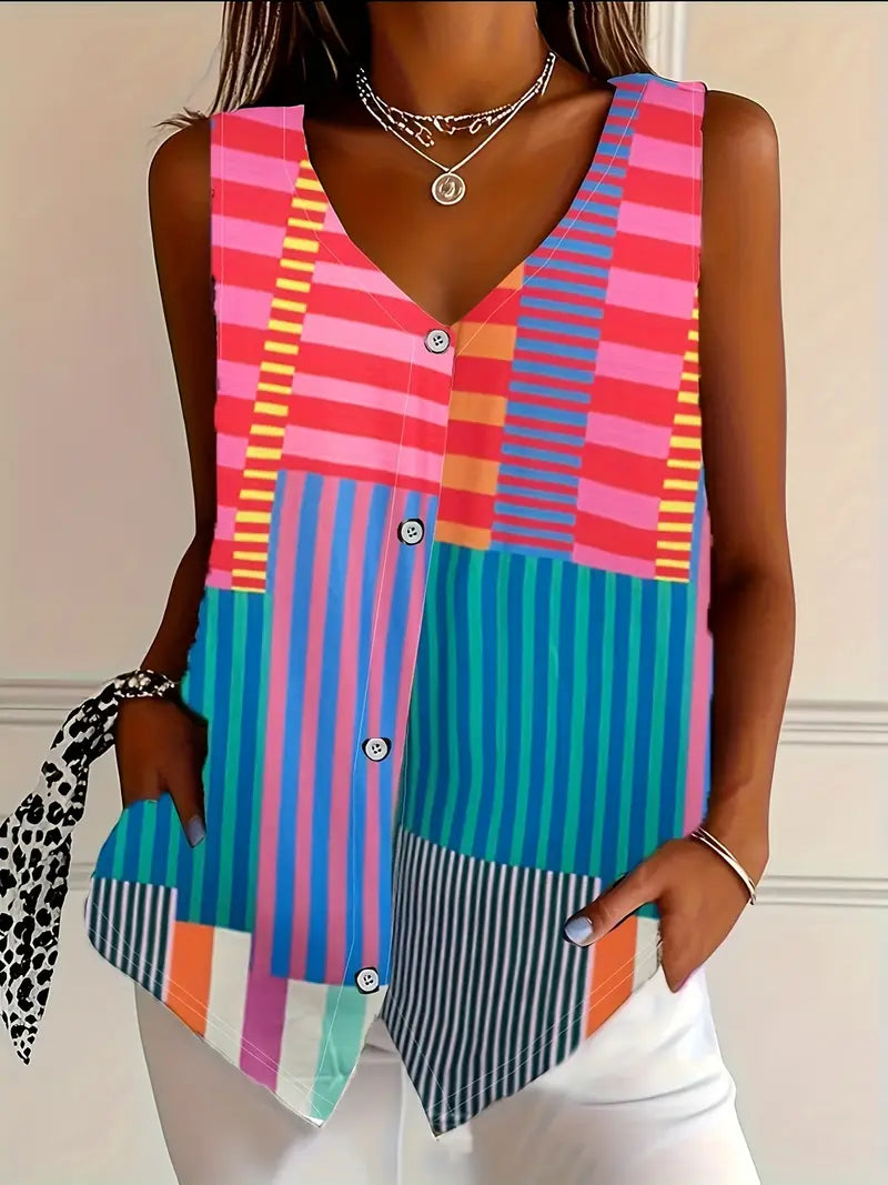 Jade Thompson | Wave Print Sleeveless Blouse For Women