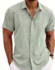 Cesare Crandale | Short Sleeve Linen-Look Summer Shirt For Men