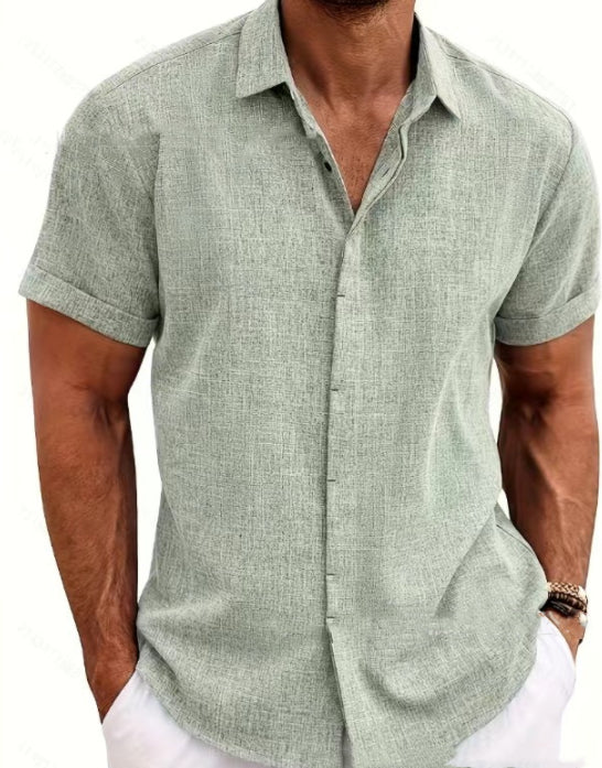 Cesare Crandale | Short Sleeve Linen-Look Summer Shirt For Men