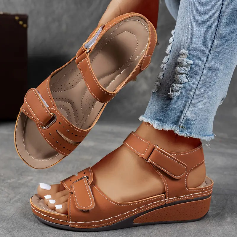 Mia Reynolds | Soft Leather Orthopedic Wedge Sandals For Women