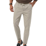 Gianni Brookmore | Sage Linen-Look Drawstring Trousers For Men