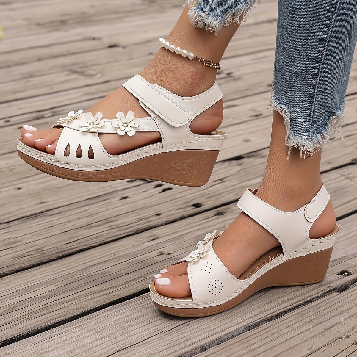 Elise Sheridan | Wedge Sandals With Floral Detail For Women