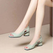 Vanda Halbridge | Peep-Toe Slingback Block Heel Sandals For Women