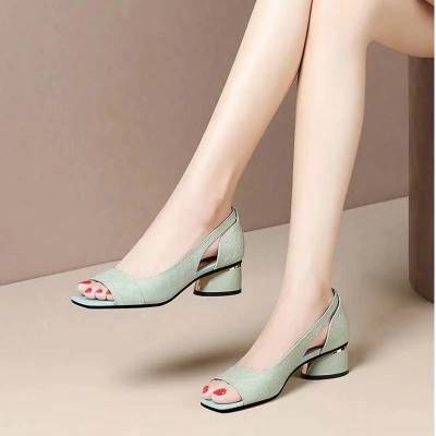 Vanda Halbridge | Peep-Toe Slingback Block Heel Sandals For Women