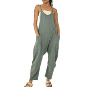 Maude Penwell | Black V-Neck Harem Pocket Jumpsuit For Women