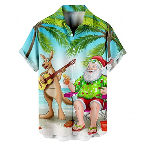 Fireside Glow | Red Santa Claus Print Christmas Shirt For Men