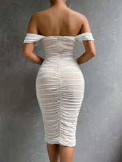 Audrey Flemming | Off-Shoulder Ruched Midi Dress For Women