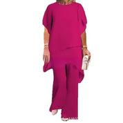 Rossella Dordale | Layered Chiffon Top & Trousers Set For Women