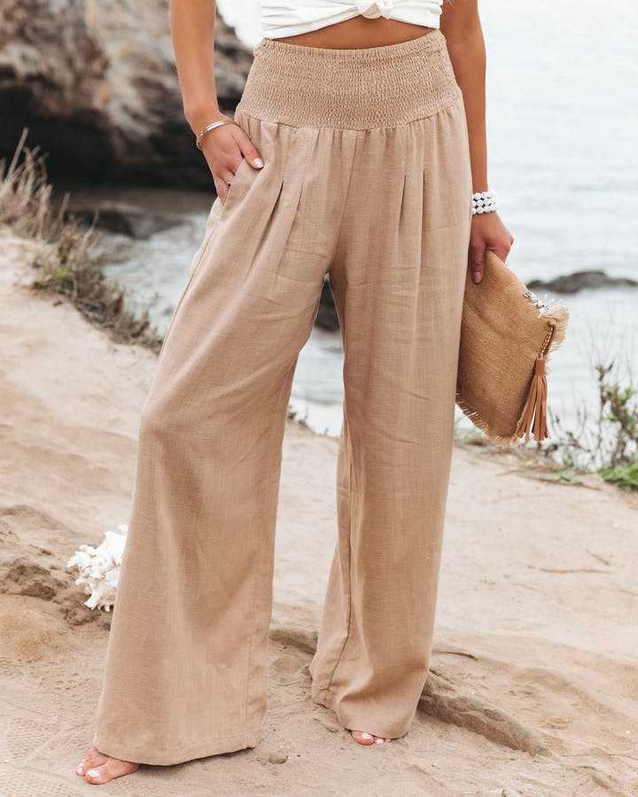 Evie Thornton | Linen Wide-Leg Beach Pants For Women