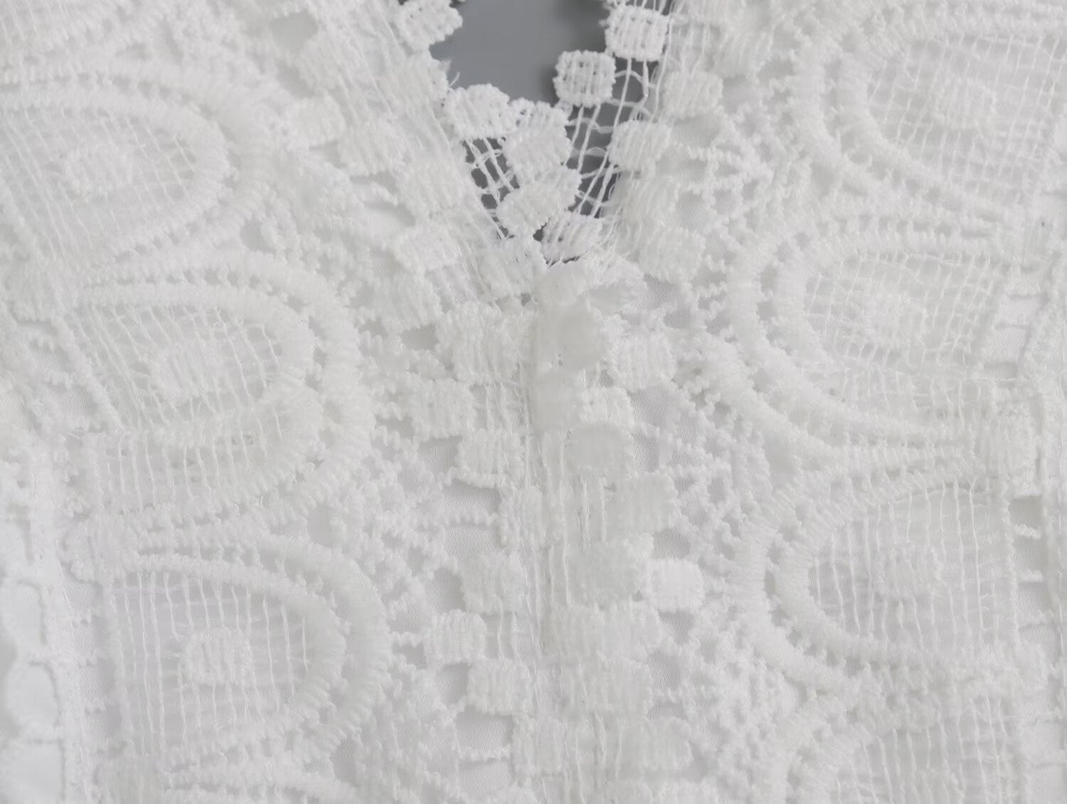 Amalia Henbridge | White Lace Trim V-Neck Midi Dress For Women