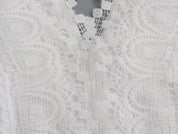 Amalia Henbridge | White Lace Trim V-Neck Midi Dress For Women