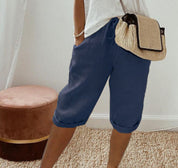 Ottavia Merimbula | Stone Cropped Linen-Look Pants For Women