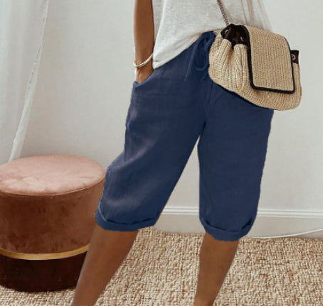 Ottavia Merimbula | Stone Cropped Linen-Look Pants For Women