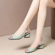 Vanda Halbridge | Peep-Toe Slingback Block Heel Sandals For Women
