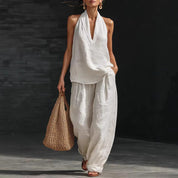 Bridie Ashcroft | Linen Tank Top and Wide-Leg Pants Set For Women