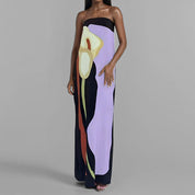 Nives Belton | Calla Lily Print Tube Maxi Dress For Women
