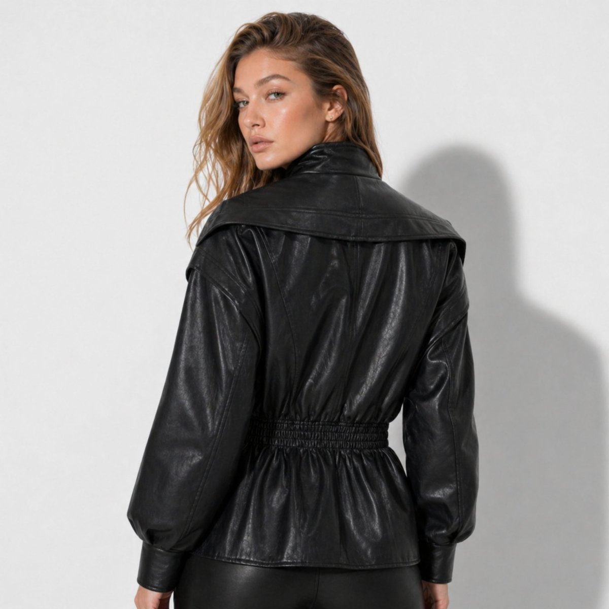 Valentina Moreau | Luxe Faux Leather Peplum Jacket For Women