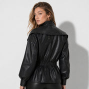 Valentina Moreau | Luxe Faux Leather Peplum Jacket For Women