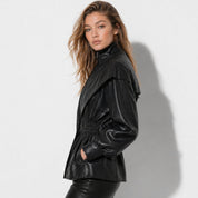 Valentina Moreau | Luxe Faux Leather Peplum Jacket For Women