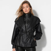 Valentina Moreau | Luxe Faux Leather Peplum Jacket For Women