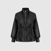 Valentina Moreau | Luxe Faux Leather Peplum Jacket For Women