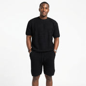 Blake Sutton | Textured Knit Shirt & Shorts Set For Men