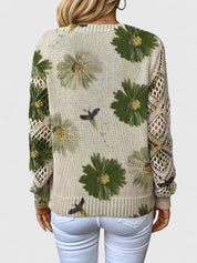 Bianca Laurent | Floral V-Neck Knit Sweater For Women