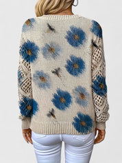Bianca Laurent | Floral V-Neck Knit Sweater For Women