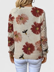 Bianca Laurent | Floral V-Neck Knit Sweater For Women