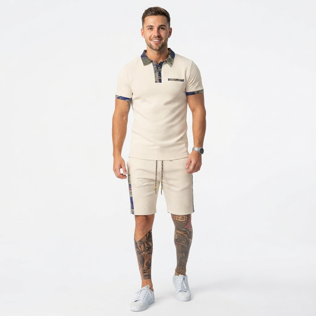 Brayden Foley | Textured Polo Shorts Set For Men