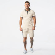 Brayden Foley | Textured Polo Shorts Set For Men