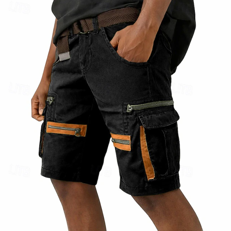 Brodie Hensley | Black Contrast Pocket Cargo Shorts For Men