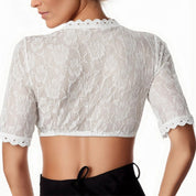 Brooke Ellery | White Lace Crop Top With Half Sleeves For Women