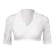 Brooke Ellery | White Lace Crop Top With Half Sleeves For Women