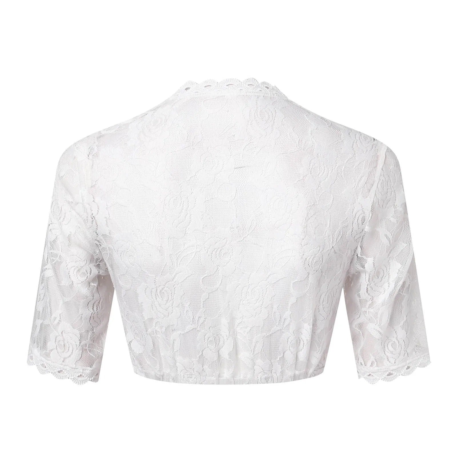 Brooke Ellery | White Lace Crop Top With Half Sleeves For Women