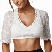 Brooke Ellery | White Lace Crop Top With Half Sleeves For Women