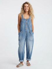 Brooke Sullivan | Wide Leg Denim Overall Jumpsuit For Women