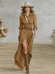 Clara Beaumont | Bohemian Flow Maxi Dress with Western Elegance For Women