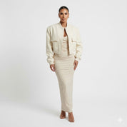 Alessia Romano | Cropped Snap-Button Structured Bomber Jacket For Women