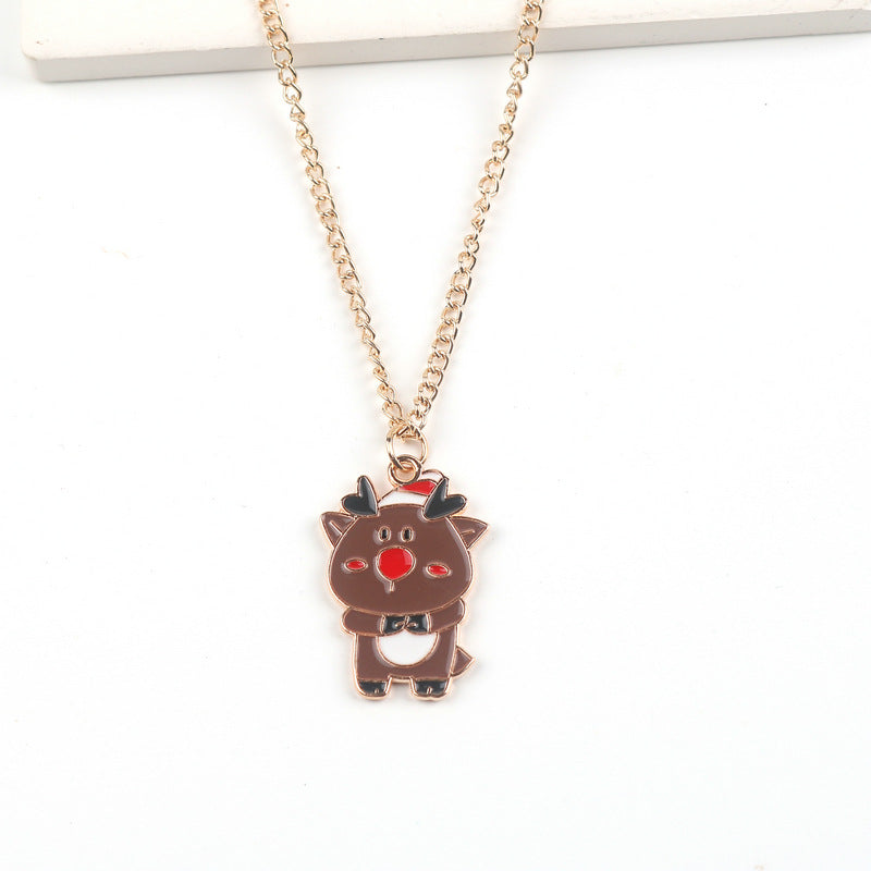 Yule Star | Gold Santa Snowman Elk Christmas Necklace For Women