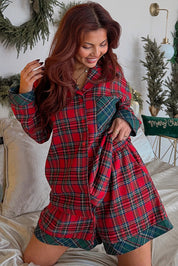Ruby Fenwick | Red Plaid Long Sleeve Pajama Set For Women