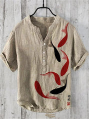 Filippo Rushcombe | Art Print Linen-Look Short Sleeve Shirt For Men